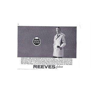 Trench Coat Reeves Fabric Zero King 1960s Vintage Print Ad